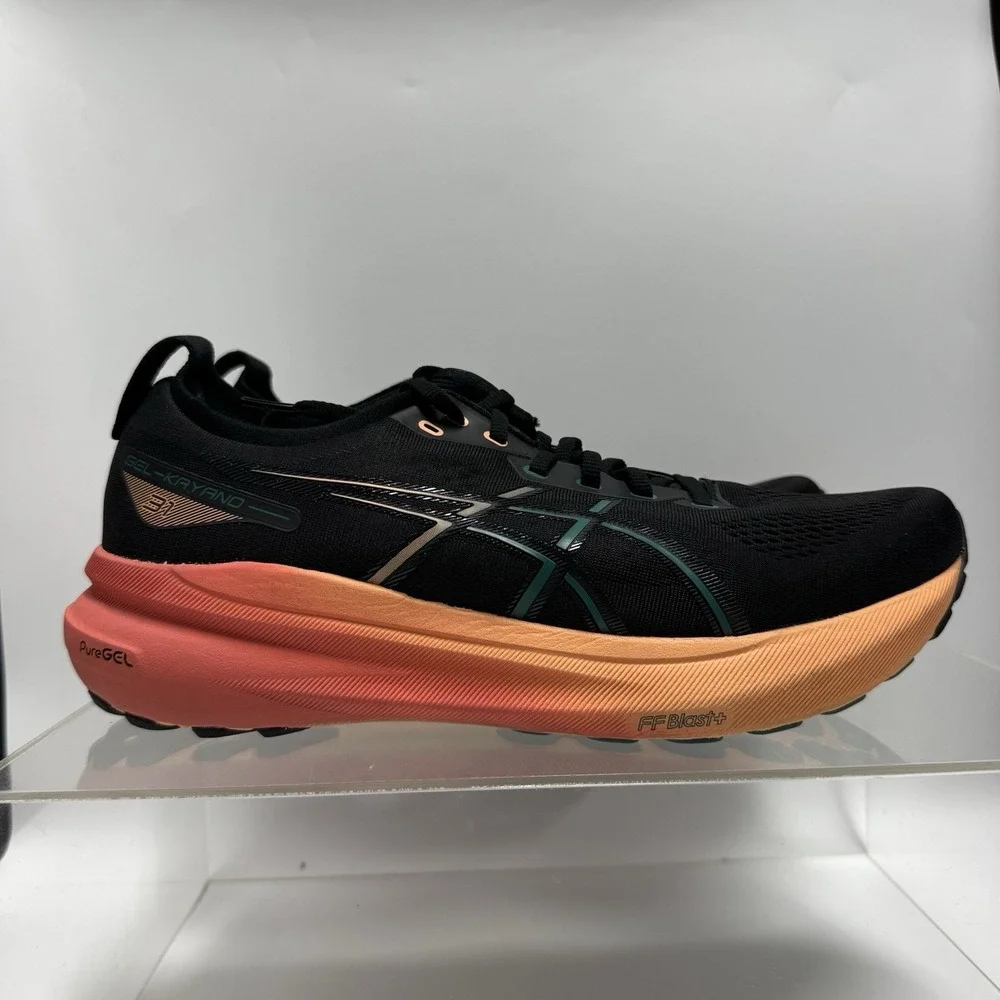 ASICS Gel Kayano 31 Black Orange 1011B869 Running Shoes Men's Size 10 WIDE